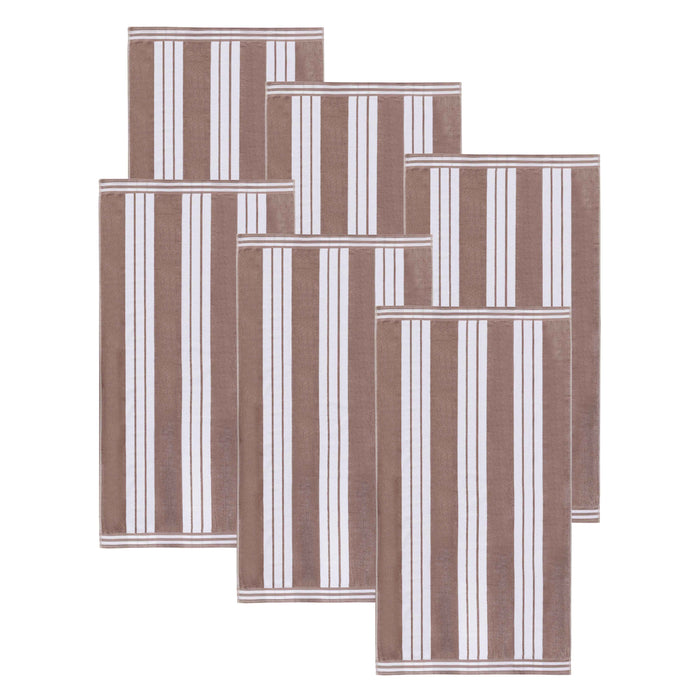 Cabana Stripe Oversized Cotton Beach Towel Set Of 2, 4, 6 - Taupe