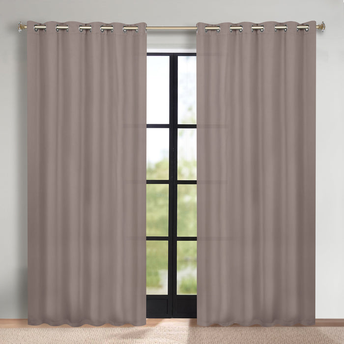 Solid Machine Washable Room Darkening Blackout Curtains, Set of 2 - Taupe