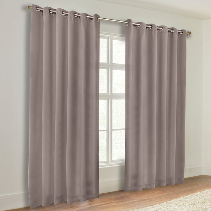 Solid Machine Washable Room Darkening Blackout Curtains, Set of 2 - Taupe