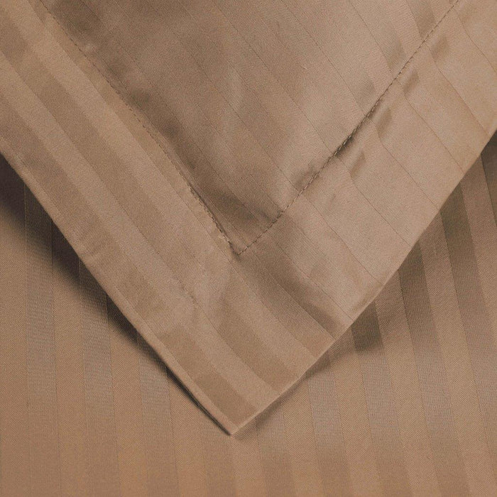 Egyptian Cotton 600 Thread Count Striped Duvet Cover Set - Taupe