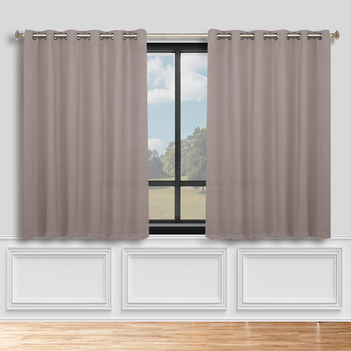 Solid Machine Washable Room Darkening Blackout Curtains, Set of 2 - Taupe