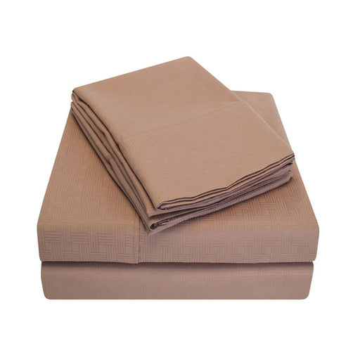 Embossed Basketweave Deep Pocket Wrinkle Resistant Sheet Set - Taupe