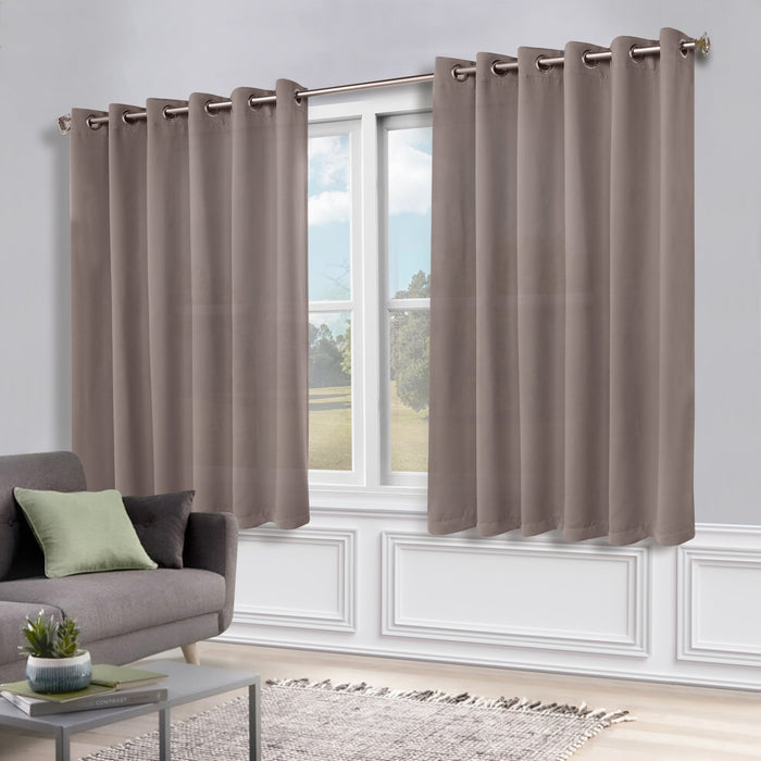 Solid Machine Washable Room Darkening Blackout Curtains, Set of 2 - Taupe