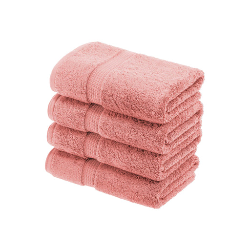 Egyptian Cotton Pile Plush Heavyweight Hand Towel Set of 4 - Tea Rose