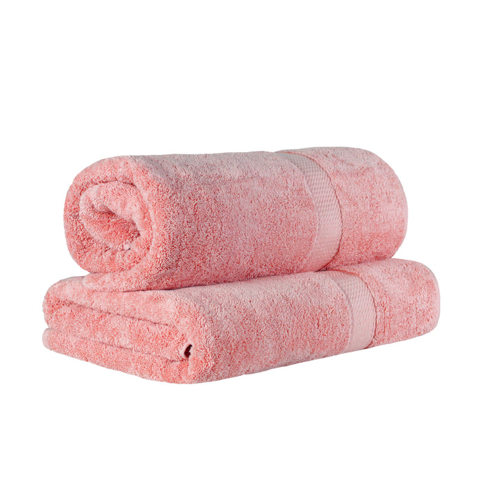 Egyptian Cotton Pile Plush Heavyweight Absorbent Bath Sheet Set of 2 - TeaRose