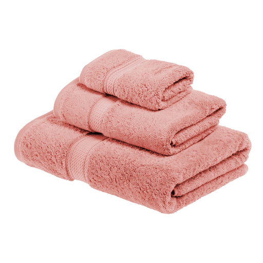 Egyptian Cotton Pile Plush Heavyweight Absorbent 3 Piece Towel Set - TeaRose