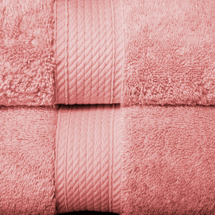 Egyptian Cotton Pile Plush Heavyweight Absorbent Face Towel Set of 6 - Tea Rose