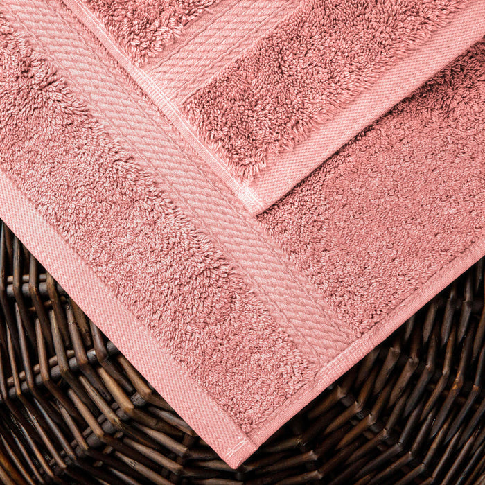 Egyptian Cotton Pile Plush Heavyweight Absorbent 8 Piece Towel Set - TeaRose