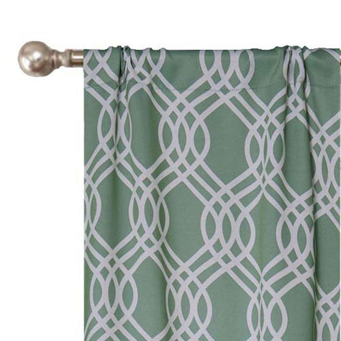 Ribbon Trellis Washable Room Darkening Blackout Curtain Panel Set