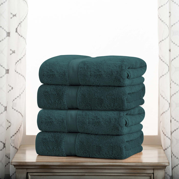 Egyptian Cotton Pile Plush Heavyweight Soft 4 Piece Bath Towel Set