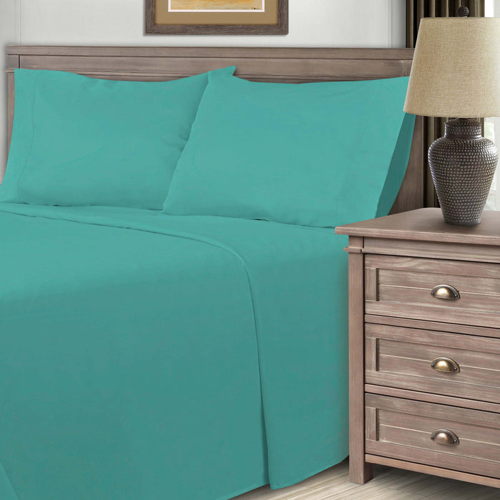 1800 Thread Count Cotton-Blend Solid Deep Pocket Sheet Set - Teal