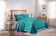 Victory Cotton Matelasse Weave Jacquard Scroll Medallion Bedspread Set - Teal