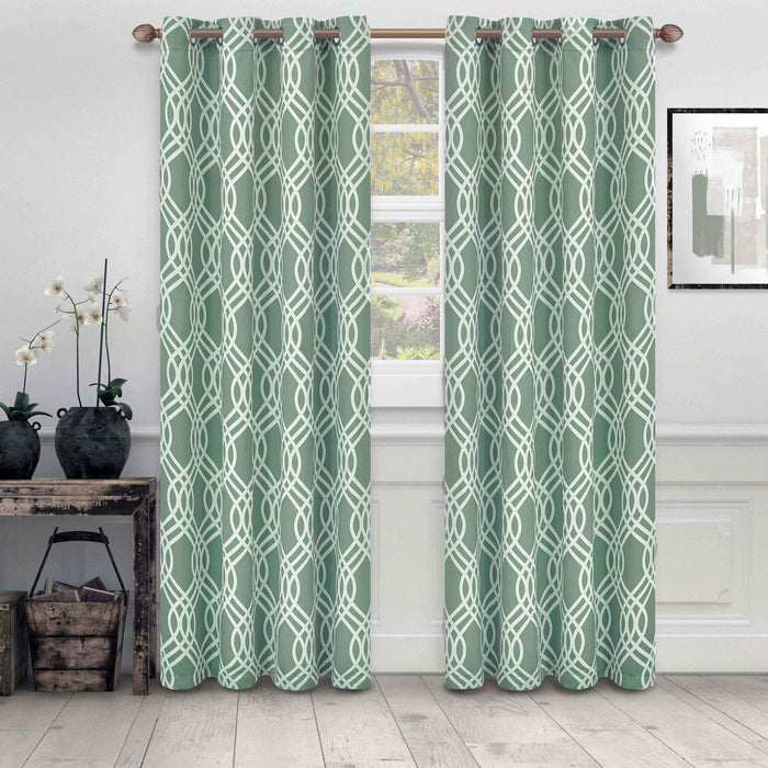 Ribbon Machine Washable Room Darkening Blackout Curtain Set