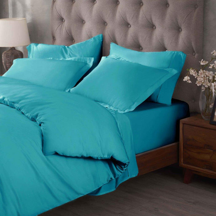 Egyptian Cotton 400 Thread Count Solid Duvet Cover Set - Teal