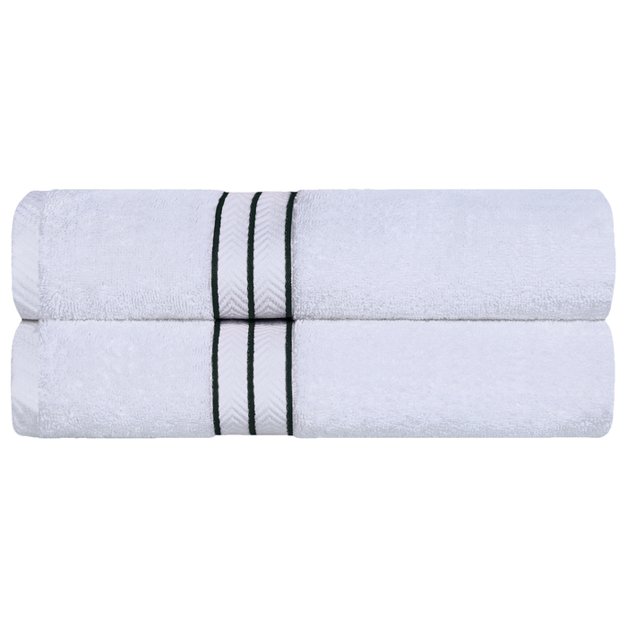 Turkish Cotton Ultra-Plush Solid 2-Piece Highly Absorbent Bath Sheet Set - White/Teal