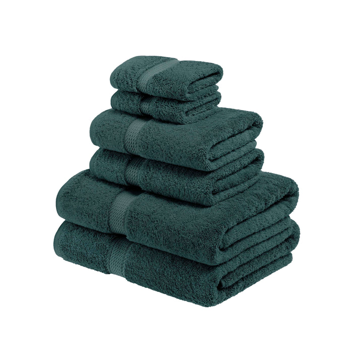 Egyptian Cotton Pile Plush Heavyweight Absorbent 6 Piece Towel Set - Teal