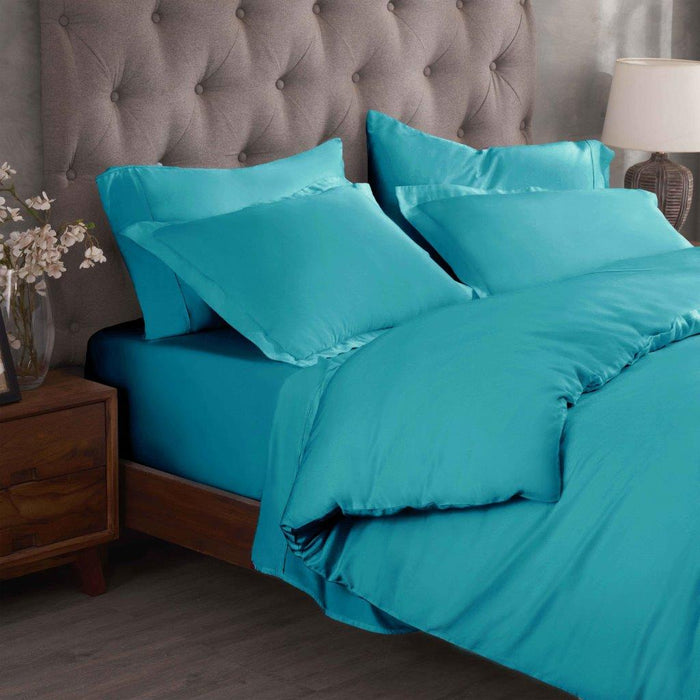 Egyptian Cotton 300 Thread Count Solid Duvet Cover Set - Teal