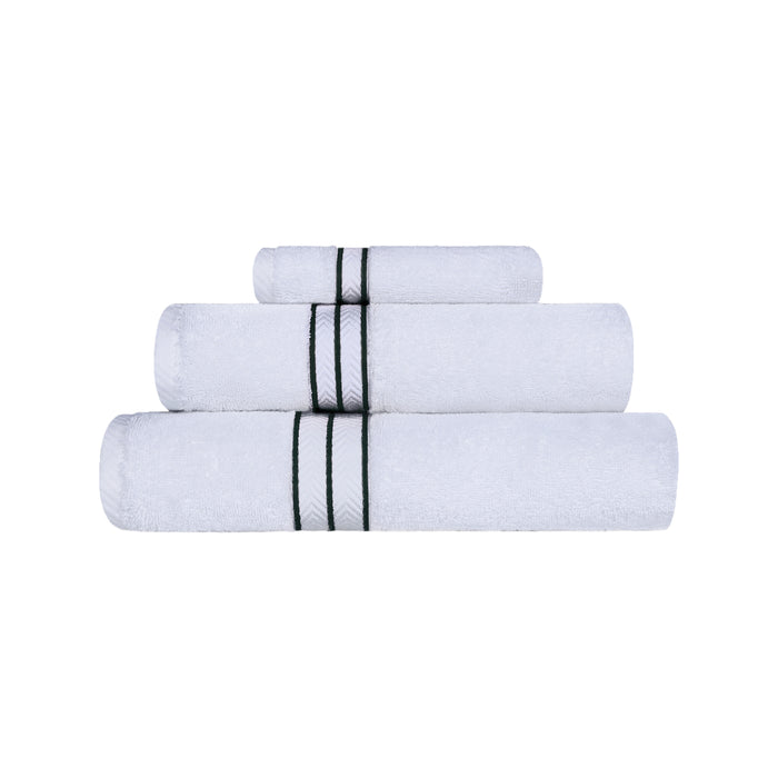 Turkish Cotton Ultra-Plush Solid 3-Piece Highly Absorbent Towel Set - White/Teal