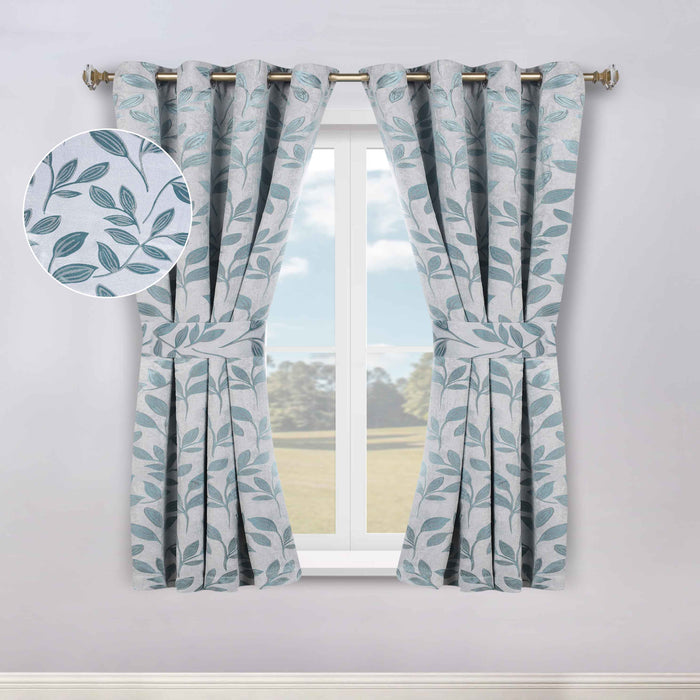 Leaves Machine Room Darkening Blackout Curtains, Set of 2