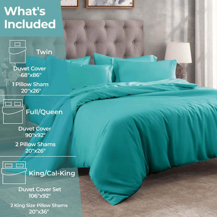 Egyptian Cotton 400 Thread Count Solid Duvet Cover Set - Teal