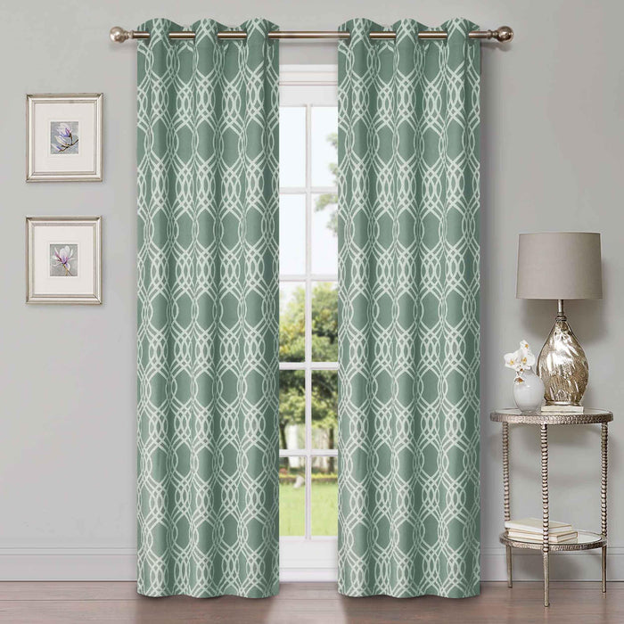 Ribbon Trellis Washable Room Darkening Blackout Curtain Panel Set