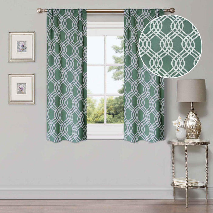 Ribbon Trellis Washable Room Darkening Blackout Curtain Panel Set