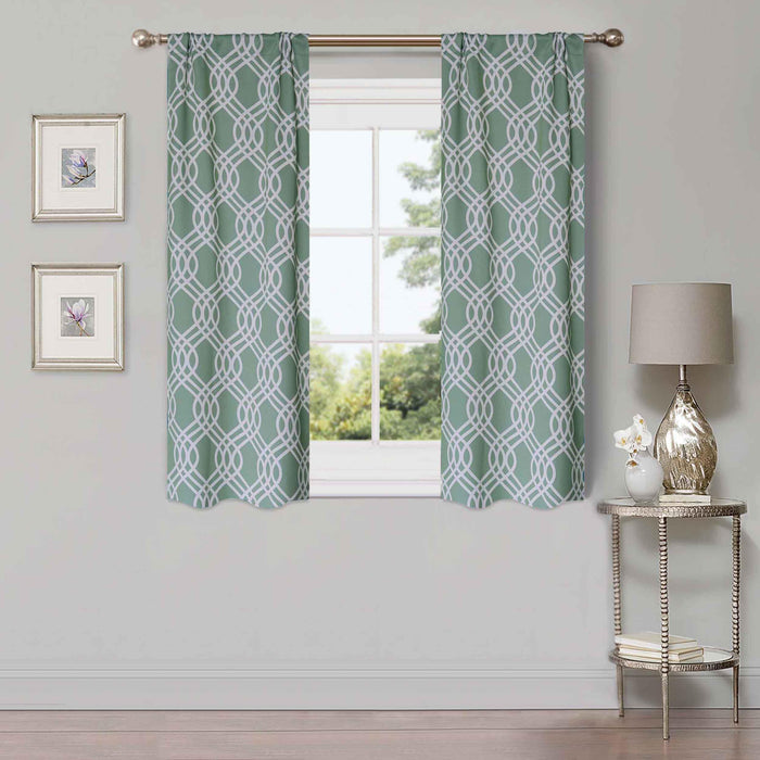 Ribbon Trellis Washable Room Darkening Blackout Curtain Panel Set