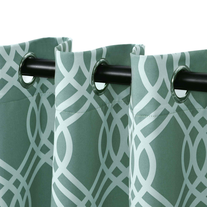 Ribbon Trellis Washable Room Darkening Blackout Curtain Panel Set