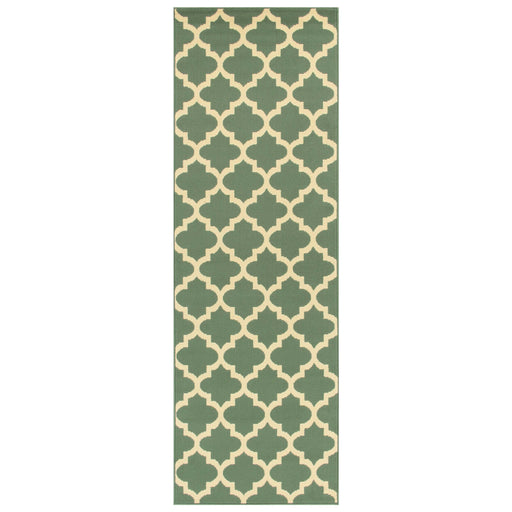 Modern Quatrefoil Geometric Trellis Indoor Area Rug - Teal