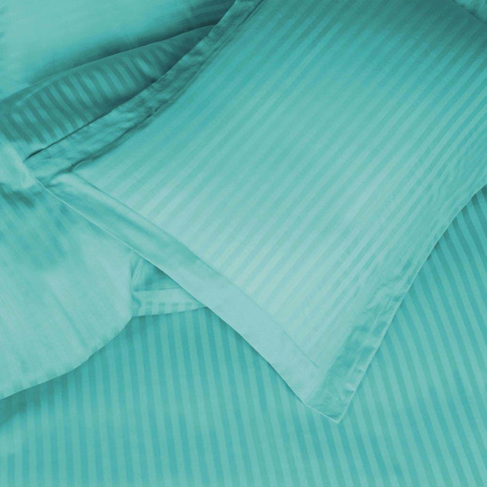 Egyptian Cotton 600 Thread Count Striped Duvet Cover Set - Teal