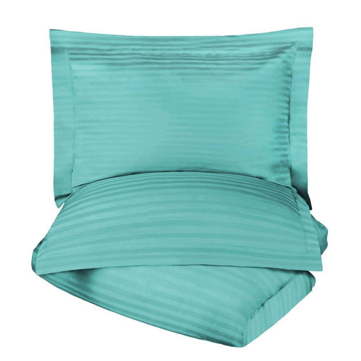 Egyptian Cotton 600 Thread Count Striped Duvet Cover Set - Teal