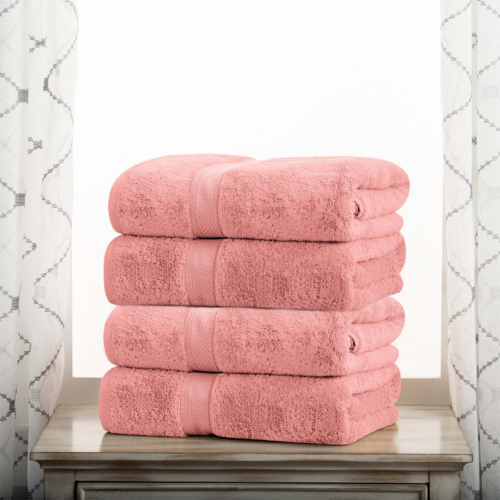 Egyptian Cotton Pile Plush Heavyweight Soft 4 Piece Bath Towel Set