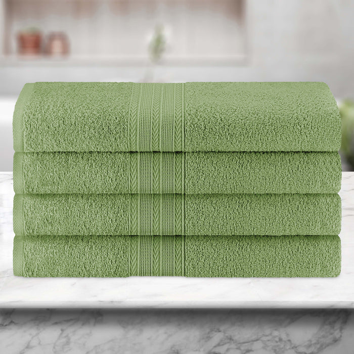 Cotton Eco-Friendly 4 Piece Solid Bath Towel Set - TerraceGreen