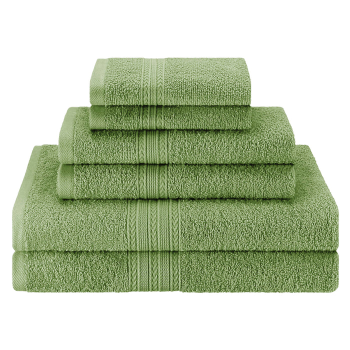 Eco-Friendly Cotton Ring Spun 6 Piece Towel Set - Terrace Green