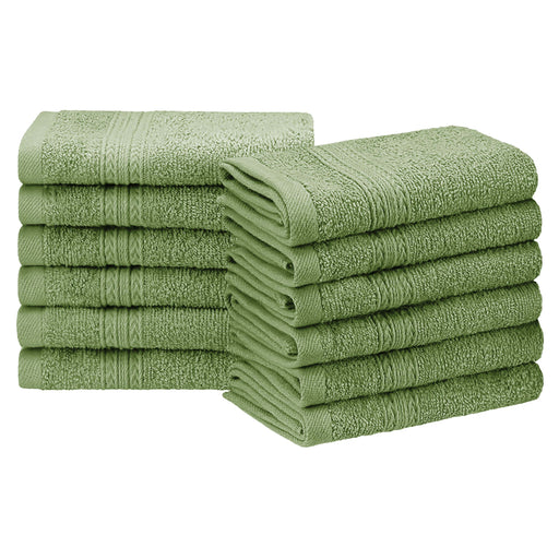 Cotton Eco Friendly 12 Piece Solid Face Towel Set - TerraceGreen