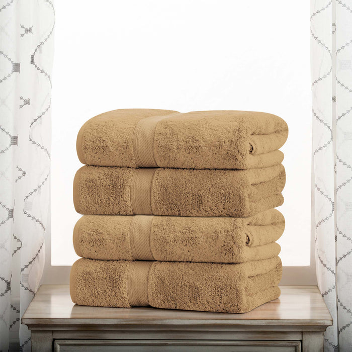 Egyptian Cotton Pile Plush Heavyweight Soft 4 Piece Bath Towel Set