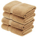 Egyptian Cotton Plush Heavyweight Absorbent Bath Towel Set of 4 - Toast