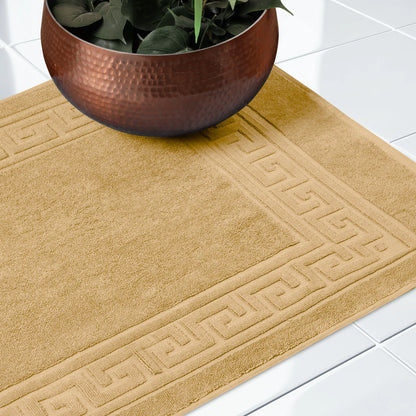 Cotton 2 Piece Greek Key Border Super Absorbent Bath Mat Set - Blue Nile Mills