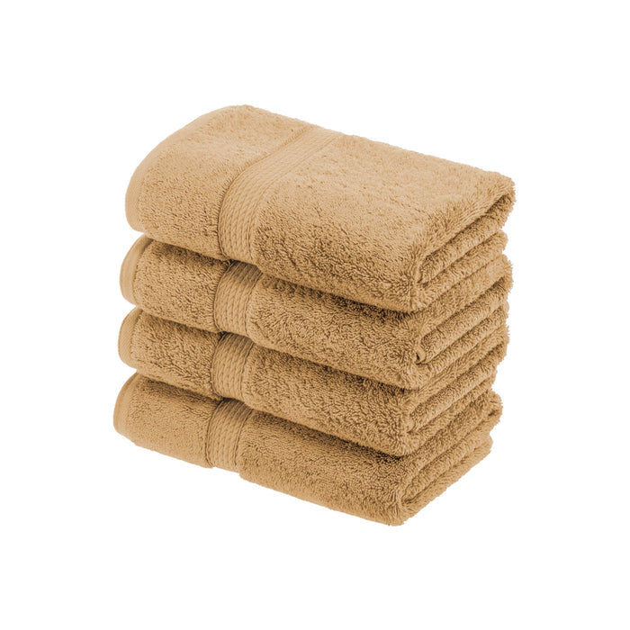 Egyptian Cotton Pile Plush Heavyweight Hand Towel Set of 4 - Toast