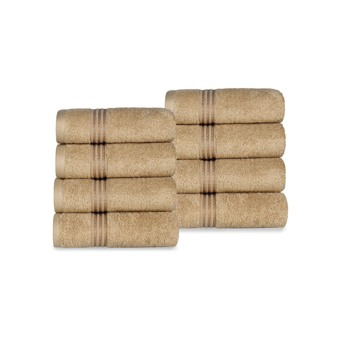 Egyptian Cotton 8 Piece Solid Hand Towel Set - Toast
