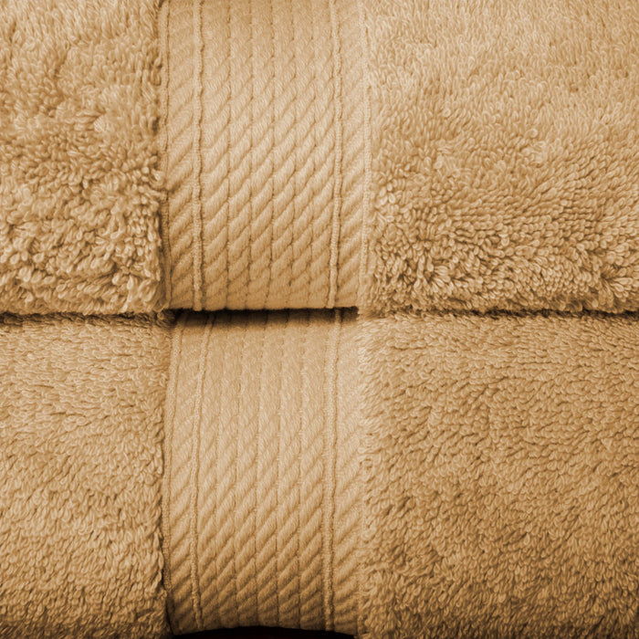 Egyptian Cotton Pile Plush Heavyweight Bath Towel Set of 2 - Toast