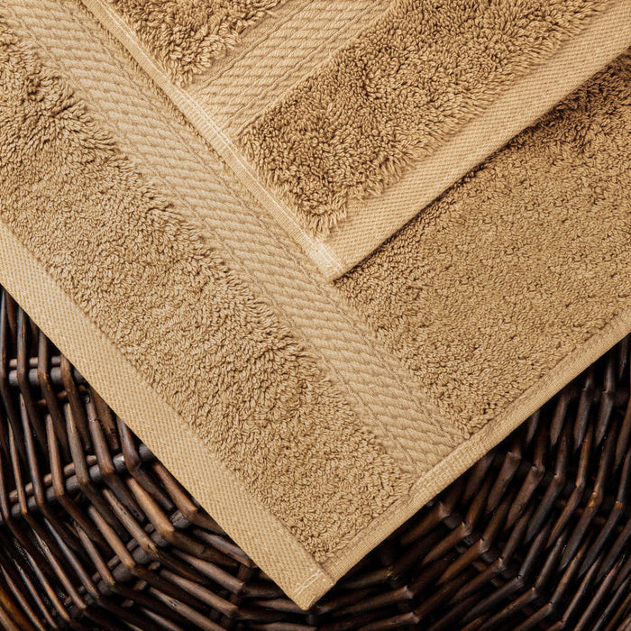 Egyptian Cotton Pile Plush Heavyweight Absorbent Face Towel Set of 6 - Toast