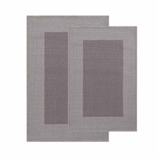 Troy Solid Non-Slip Machine Washable Kitchen Mat Set - Gray