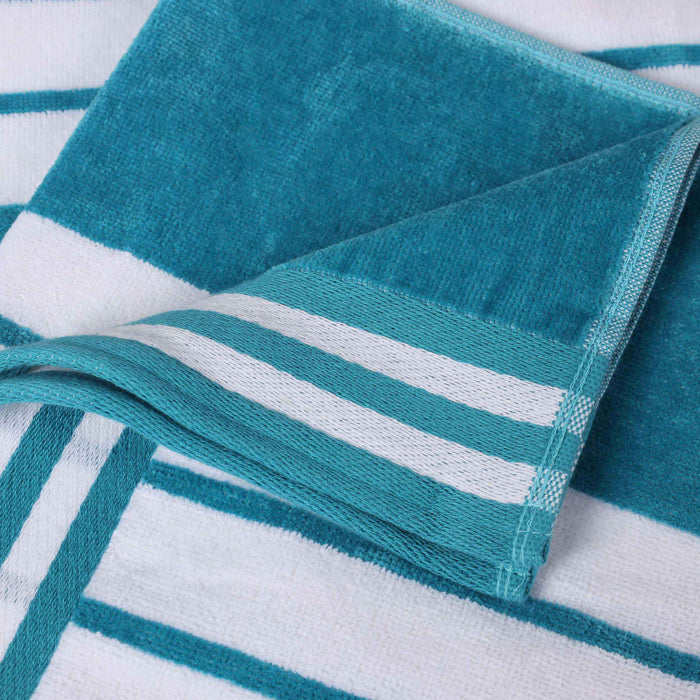 Cabana Stripe Oversized Cotton Beach Towel Set Of 2, 4, 6 - Turquoise