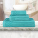 Soho Ribbed Textured Cotton Ultra-Absorbent 3-Piece Assorted Towel Set - Turquoise