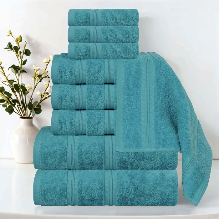 Smart Dry Zero Twist Cotton 9 Piece Solid Assorted Towel Set