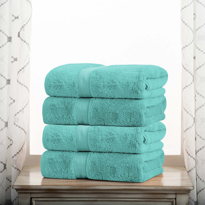 Egyptian Cotton Pile Plush Heavyweight Soft 4 Piece Bath Towel Set