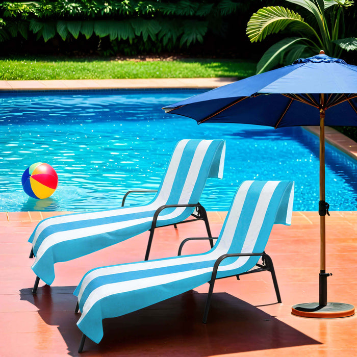 Cabana Striped Cotton Standard Size Towel / Chaise Lounge Chair Cover - Turquoise