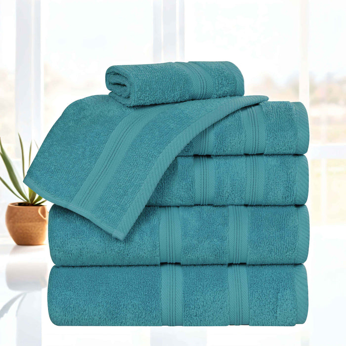 Smart Dry Zero Twist Cotton 6 Piece Solid Assorted Towel Set