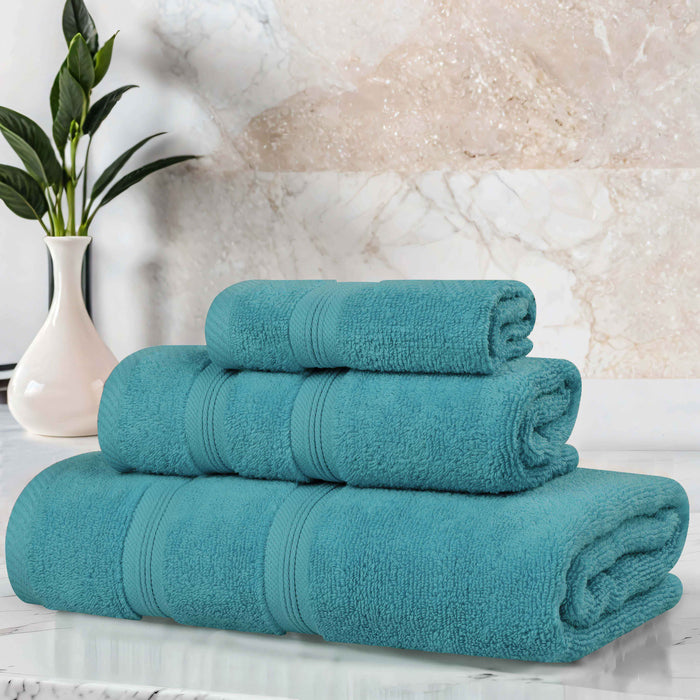 Smart Dry Zero Twist Cotton 3 Piece Solid Assorted Towel Set